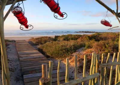 Beach boardwalk from reclaimed jetty wood